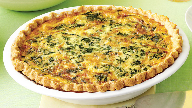 Authentic French Quiche with spinach and cheese
